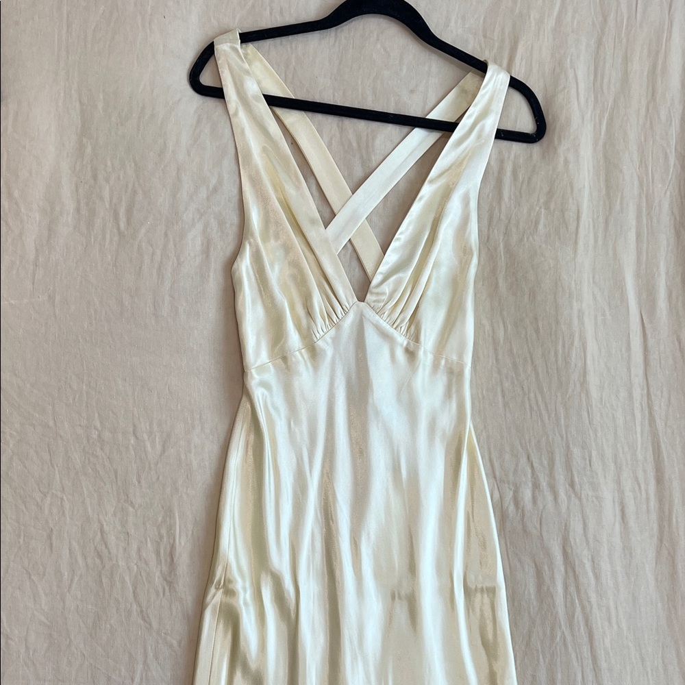 Shona Joy La Lune plunged cross back midi dress - size USA 4